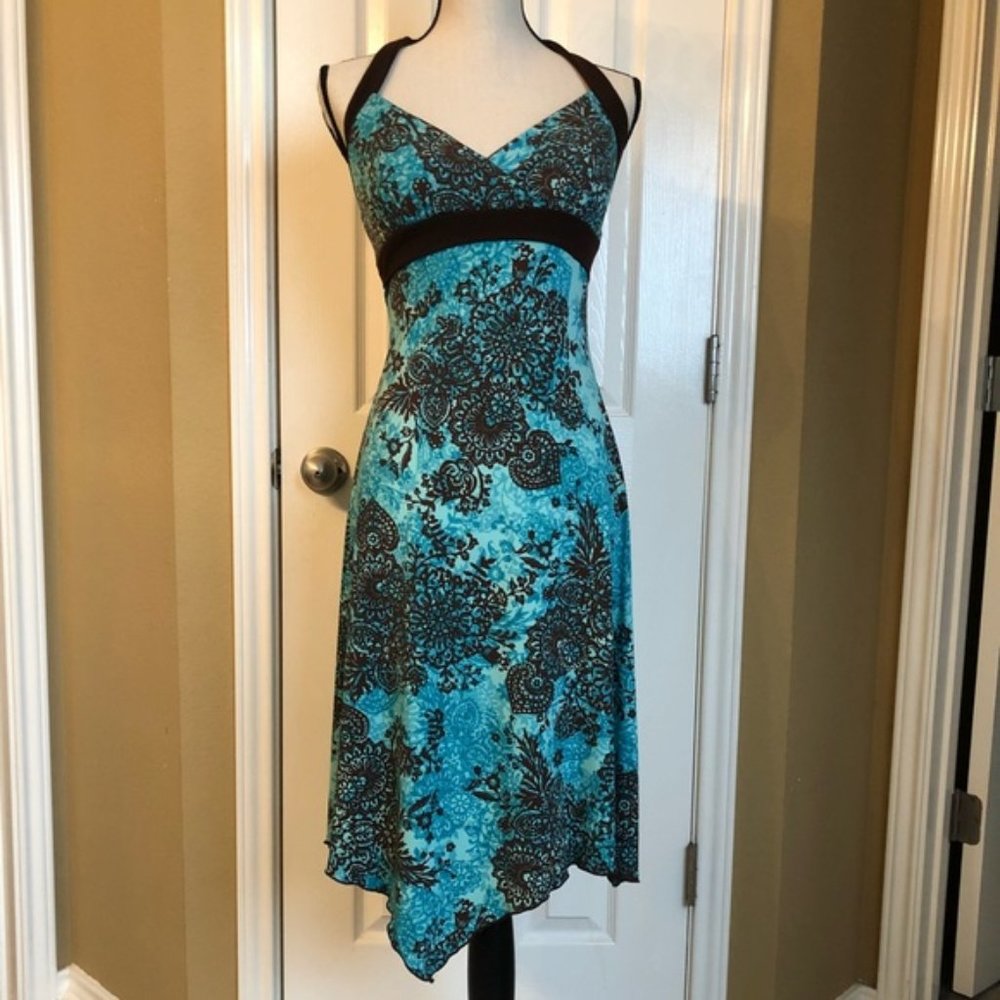 Turquoise and brown halter dress 🧿